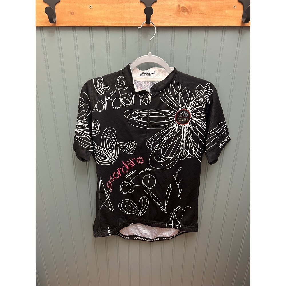 Weimostar Womens XXL Cycling Jersey Black Love My Bike Graphic Short Sleeve Zip